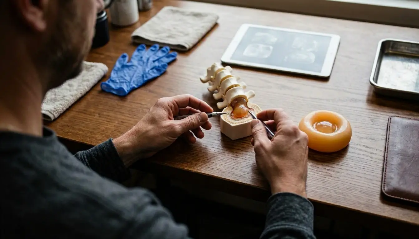 Disc Herniation in Chiropractor: Disc Herniation is a spinal condition where the soft inner gel of—visual guide